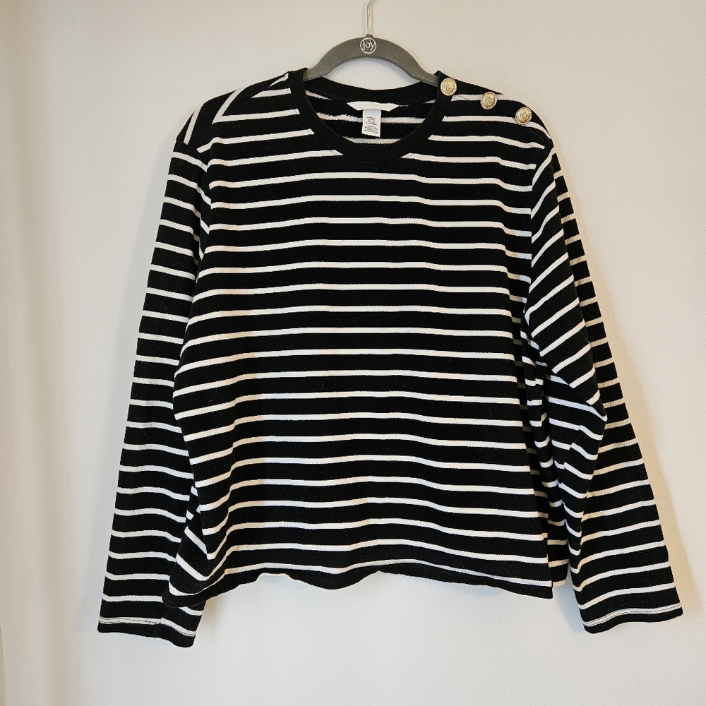 H&M Black and White Striped Top